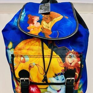 Loungefly Disney Beauty & The Beast RARE Canvas Drawstring Backpack NEW